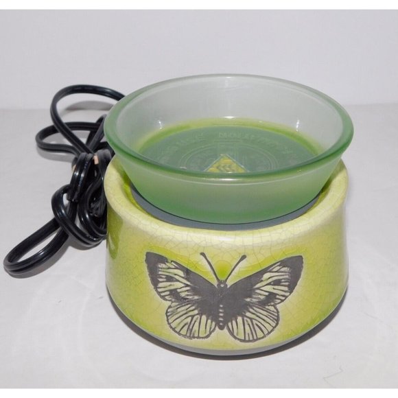Scentsy Flutter Green Crackle Glaze Butterfly Electric Wax Warmer - Picture 2 of 9